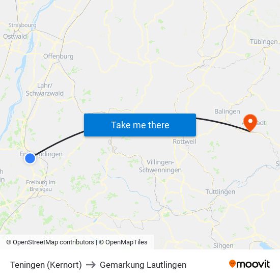 Teningen (Kernort) to Gemarkung Lautlingen map