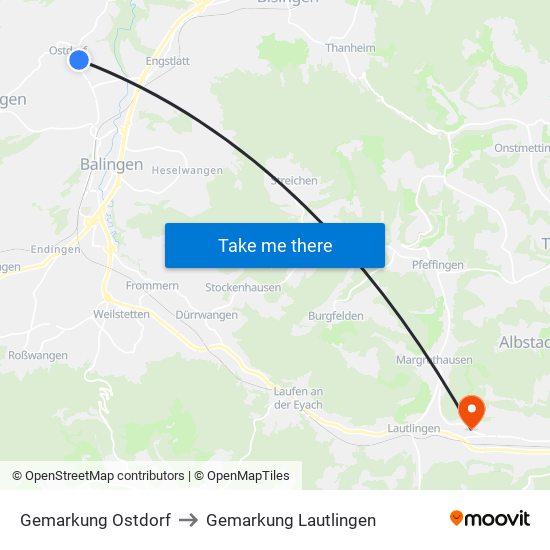 Gemarkung Ostdorf to Gemarkung Lautlingen map