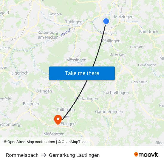 Rommelsbach to Gemarkung Lautlingen map