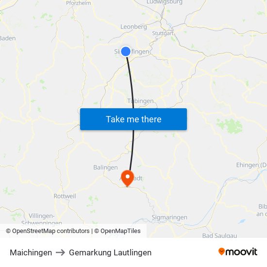 Maichingen to Gemarkung Lautlingen map