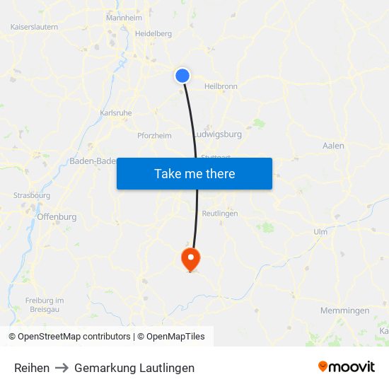 Reihen to Gemarkung Lautlingen map