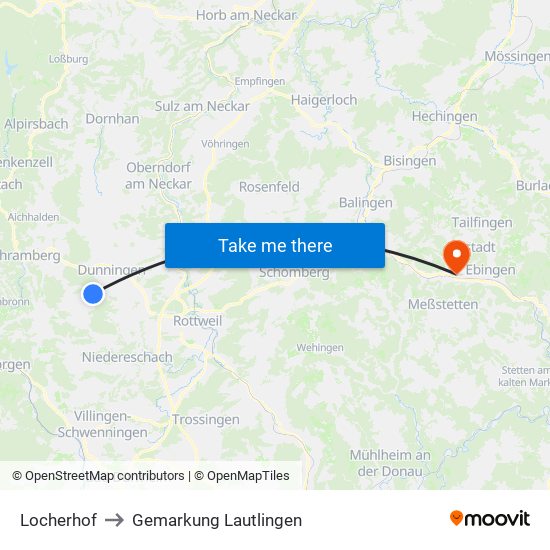 Locherhof to Gemarkung Lautlingen map