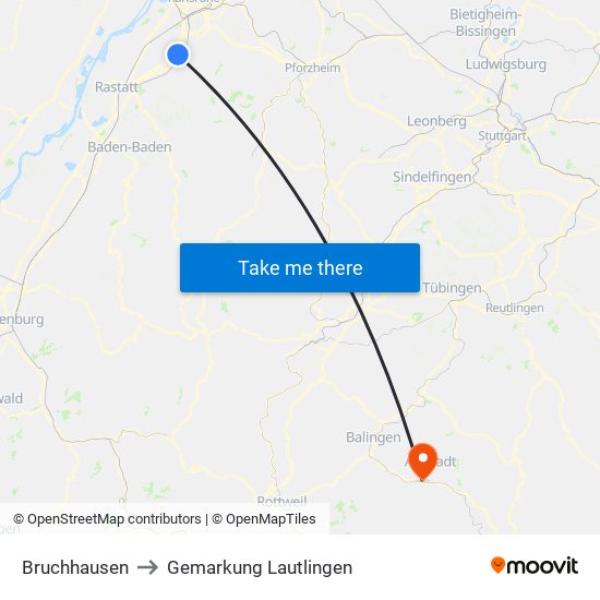 Bruchhausen to Gemarkung Lautlingen map