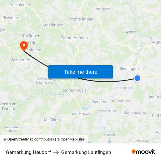 Gemarkung Heudorf to Gemarkung Lautlingen map