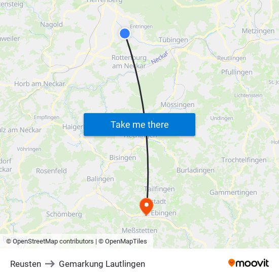 Reusten to Gemarkung Lautlingen map