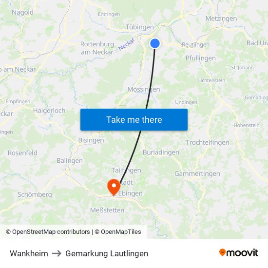 Wankheim to Gemarkung Lautlingen map