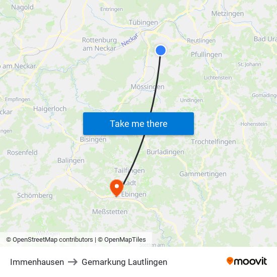 Immenhausen to Gemarkung Lautlingen map