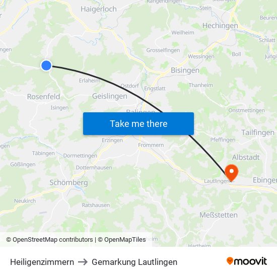 Heiligenzimmern to Gemarkung Lautlingen map