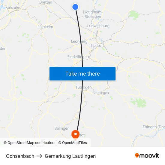 Ochsenbach to Gemarkung Lautlingen map