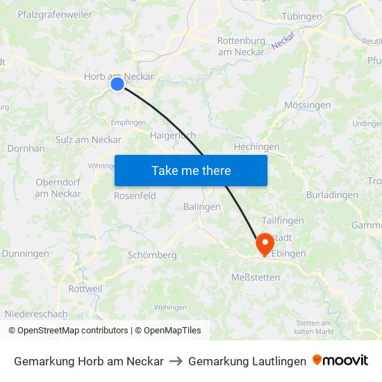 Gemarkung Horb am Neckar to Gemarkung Lautlingen map