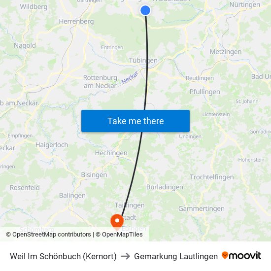 Weil Im Schönbuch (Kernort) to Gemarkung Lautlingen map