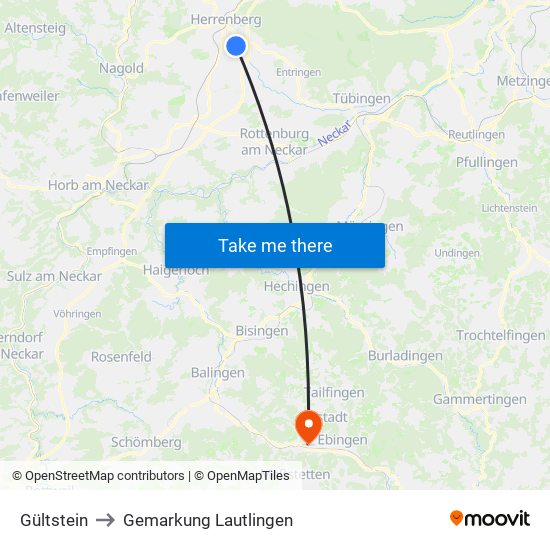 Gültstein to Gemarkung Lautlingen map