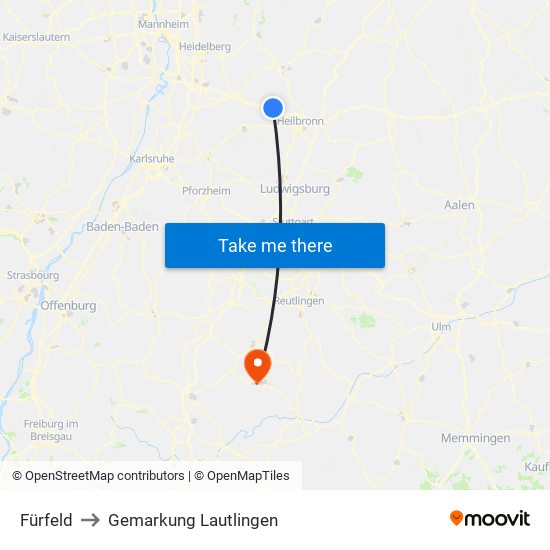 Fürfeld to Gemarkung Lautlingen map