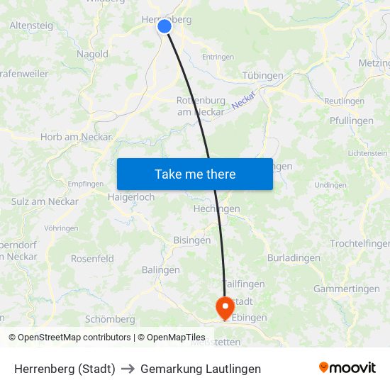 Herrenberg (Stadt) to Gemarkung Lautlingen map