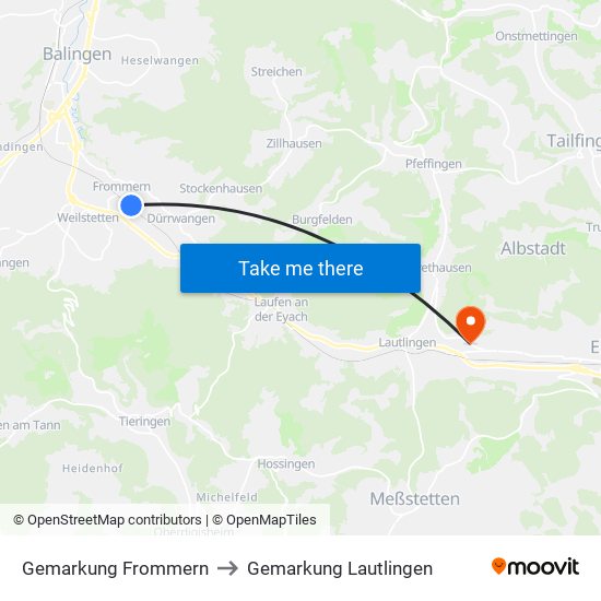 Gemarkung Frommern to Gemarkung Lautlingen map