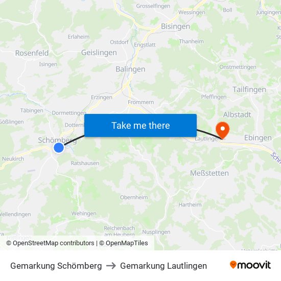 Gemarkung Schömberg to Gemarkung Lautlingen map