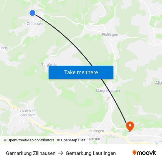 Gemarkung Zillhausen to Gemarkung Lautlingen map