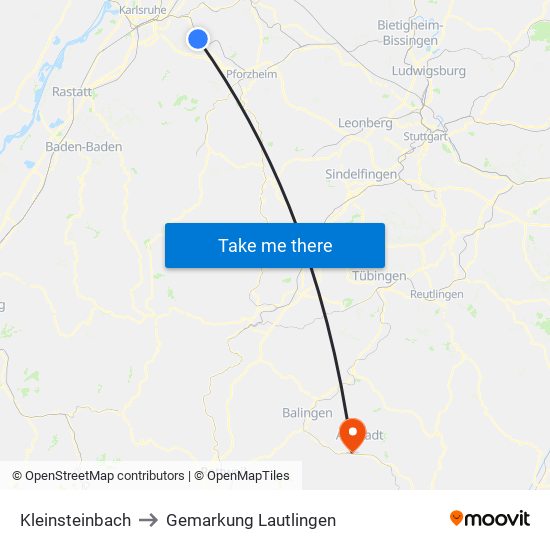 Kleinsteinbach to Gemarkung Lautlingen map