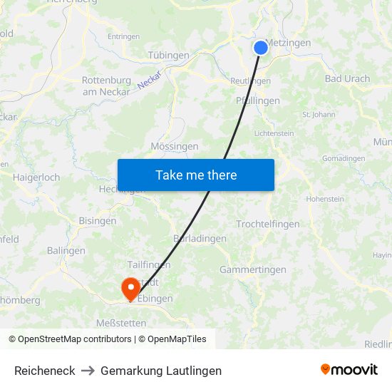 Reicheneck to Gemarkung Lautlingen map