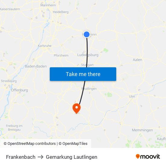 Frankenbach to Gemarkung Lautlingen map