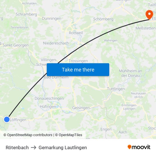 Rötenbach to Gemarkung Lautlingen map