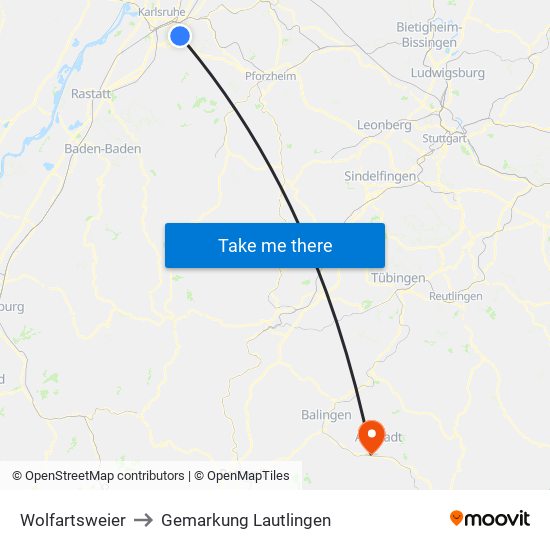 Wolfartsweier to Gemarkung Lautlingen map