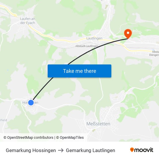 Gemarkung Hossingen to Gemarkung Lautlingen map