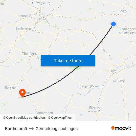 Bartholomä to Gemarkung Lautlingen map