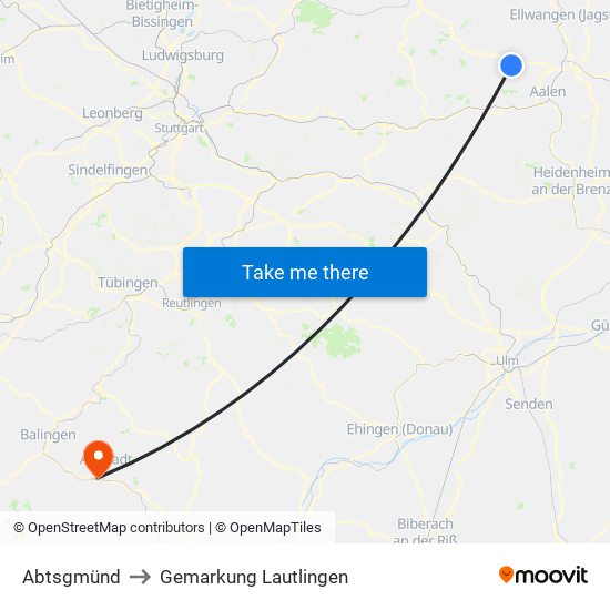 Abtsgmünd to Gemarkung Lautlingen map