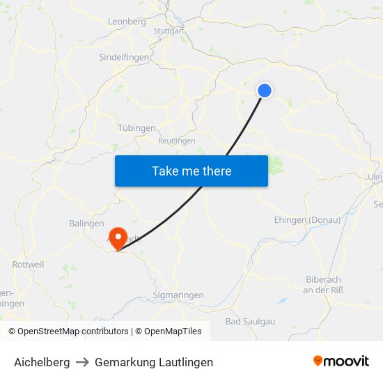 Aichelberg to Gemarkung Lautlingen map