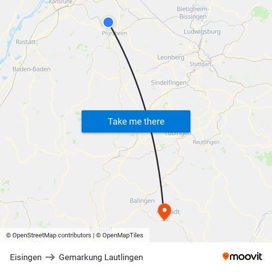 Eisingen to Gemarkung Lautlingen map