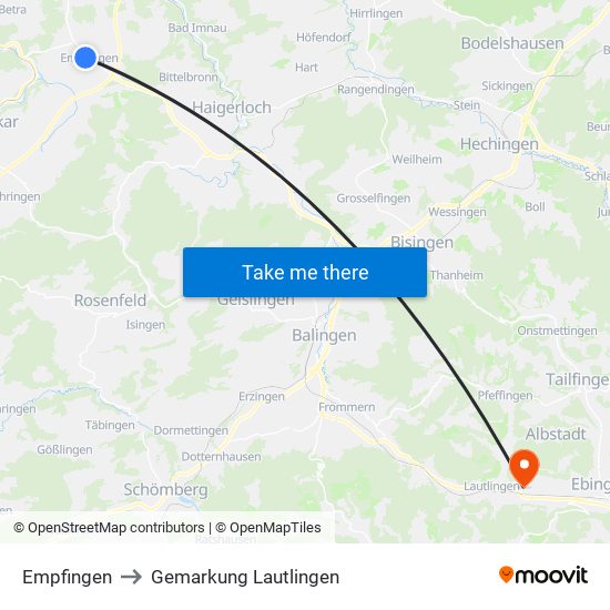 Empfingen to Gemarkung Lautlingen map