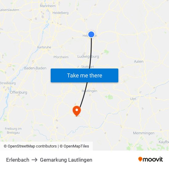 Erlenbach to Gemarkung Lautlingen map