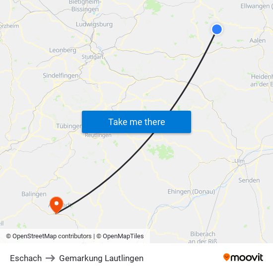 Eschach to Gemarkung Lautlingen map