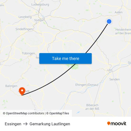 Essingen to Gemarkung Lautlingen map