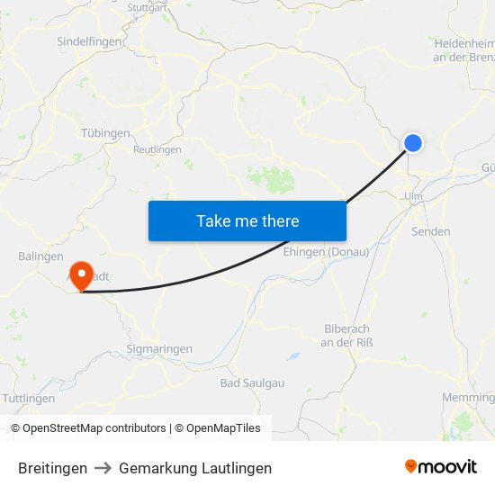 Breitingen to Gemarkung Lautlingen map