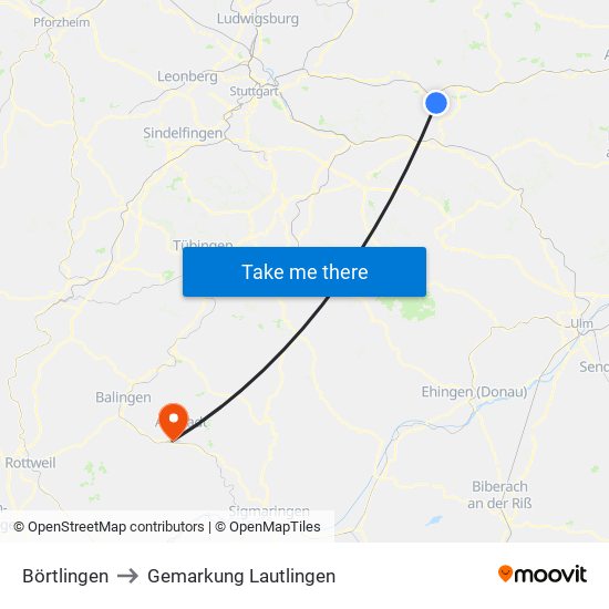 Börtlingen to Gemarkung Lautlingen map