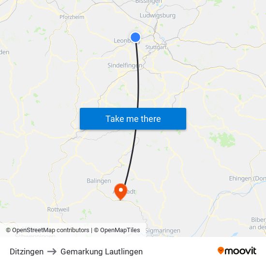 Ditzingen to Gemarkung Lautlingen map