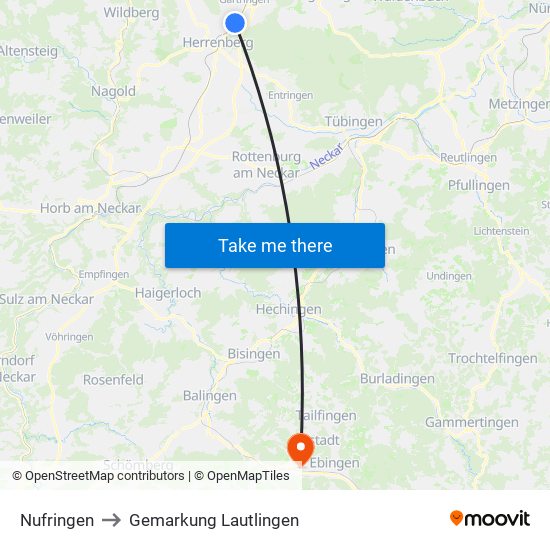 Nufringen to Gemarkung Lautlingen map