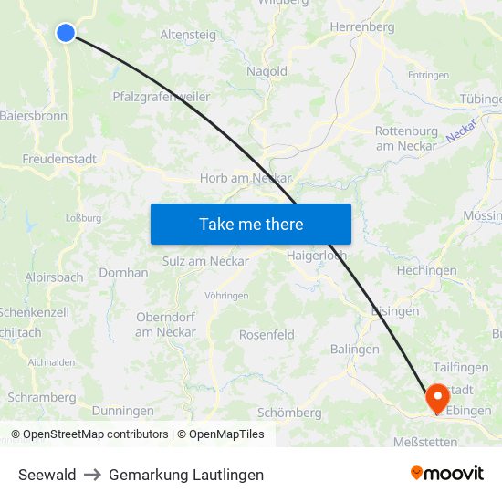 Seewald to Gemarkung Lautlingen map