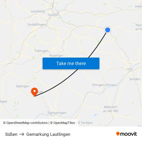 Süßen to Gemarkung Lautlingen map