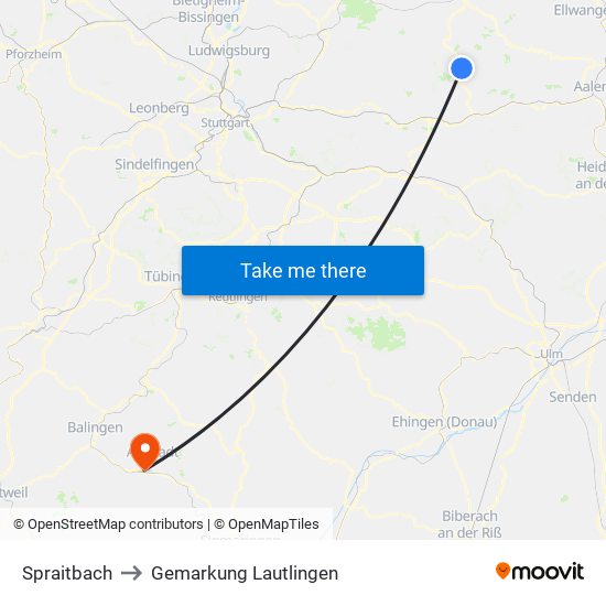 Spraitbach to Gemarkung Lautlingen map