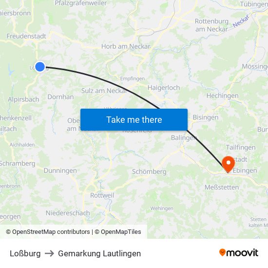 Loßburg to Gemarkung Lautlingen map