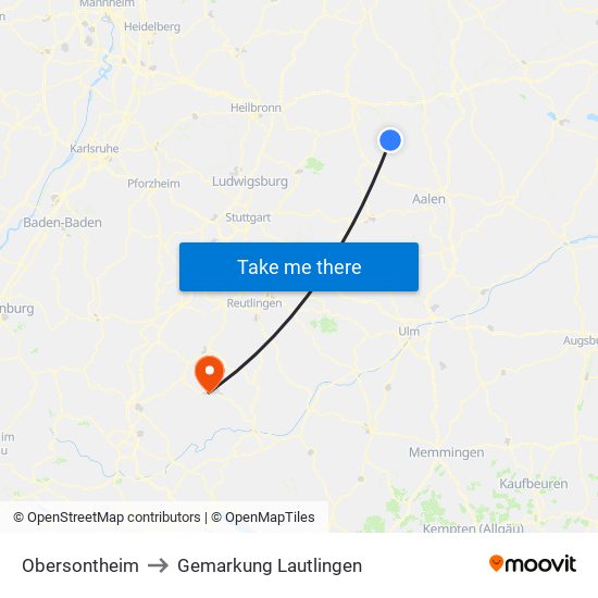 Obersontheim to Gemarkung Lautlingen map