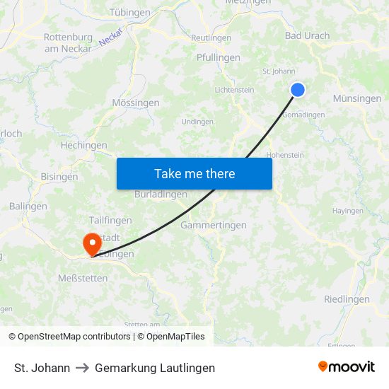 St. Johann to Gemarkung Lautlingen map