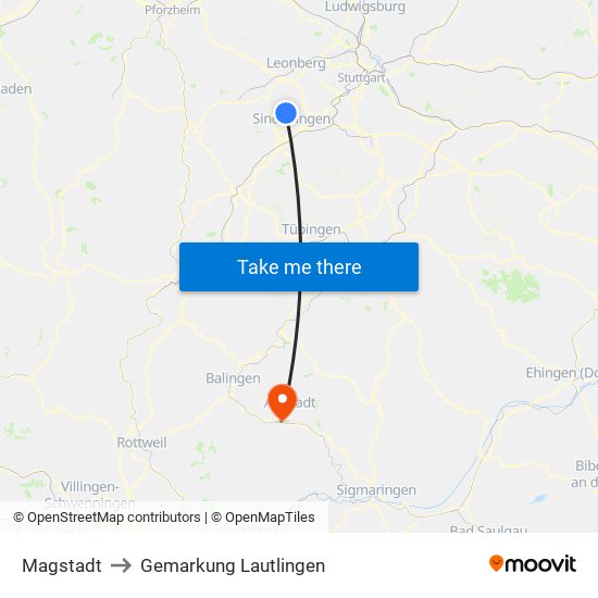 Magstadt to Gemarkung Lautlingen map