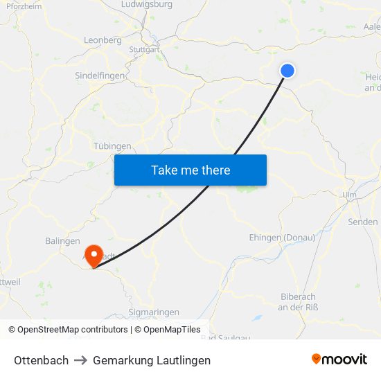 Ottenbach to Gemarkung Lautlingen map