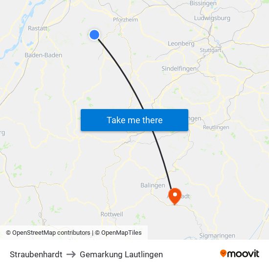 Straubenhardt to Gemarkung Lautlingen map