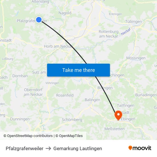 Pfalzgrafenweiler to Gemarkung Lautlingen map