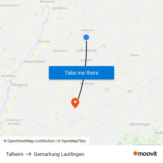 Talheim to Gemarkung Lautlingen map
